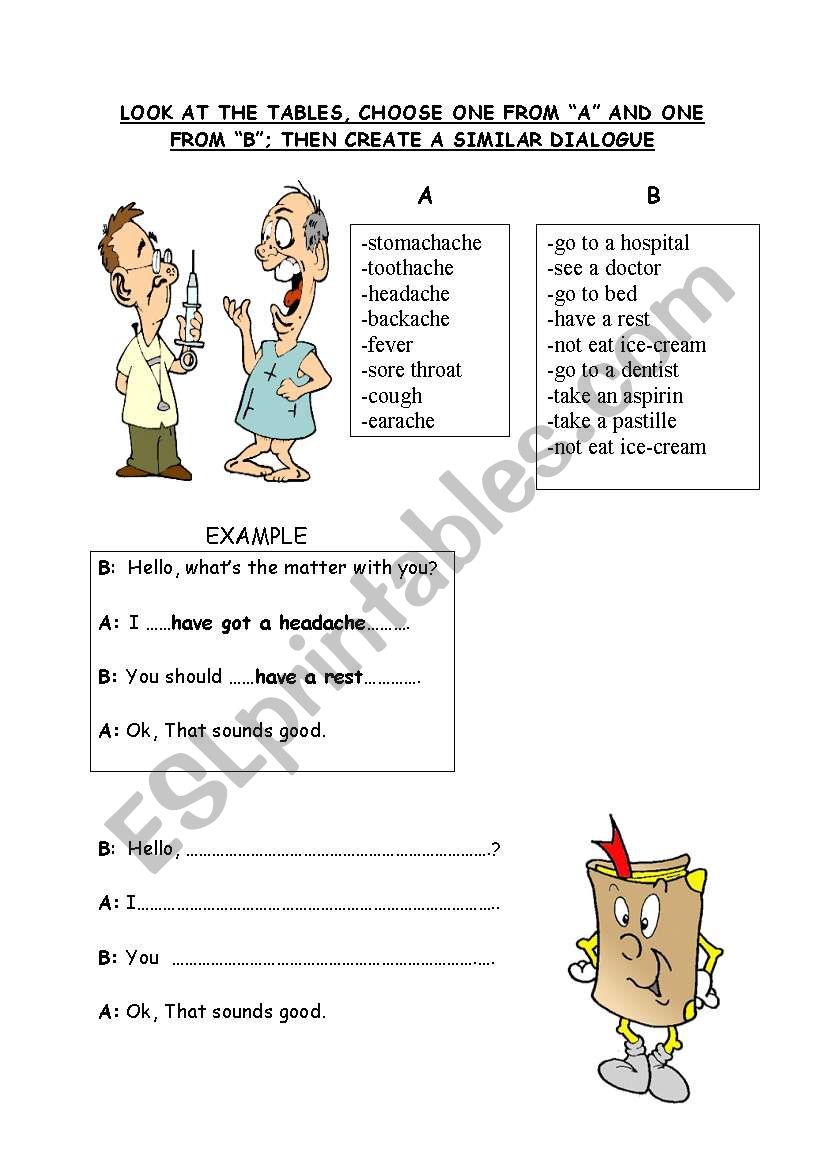 health problems worksheet