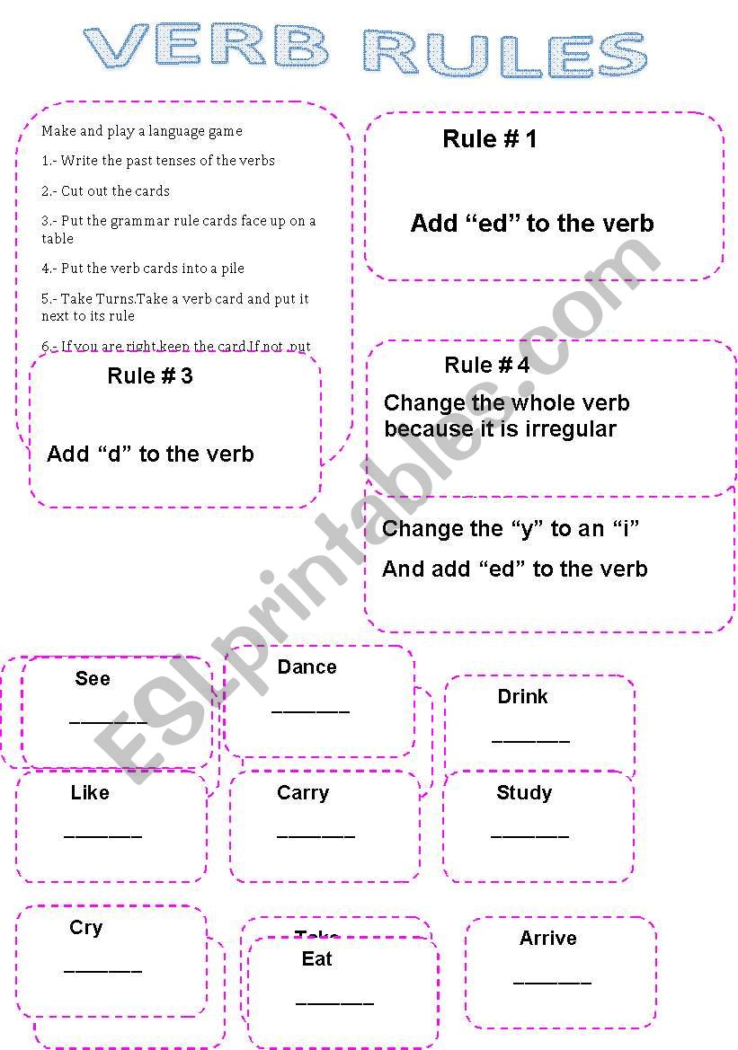 Verb Rules worksheet