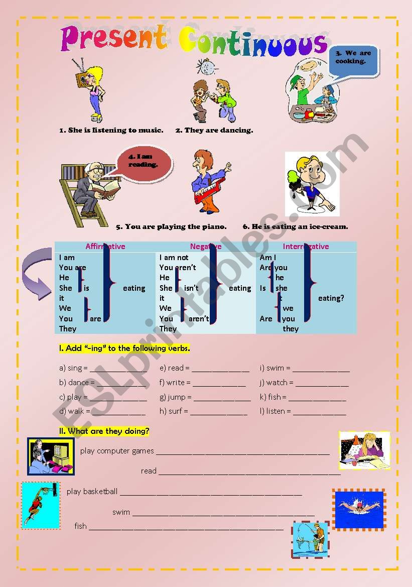 Present Continuous worksheet