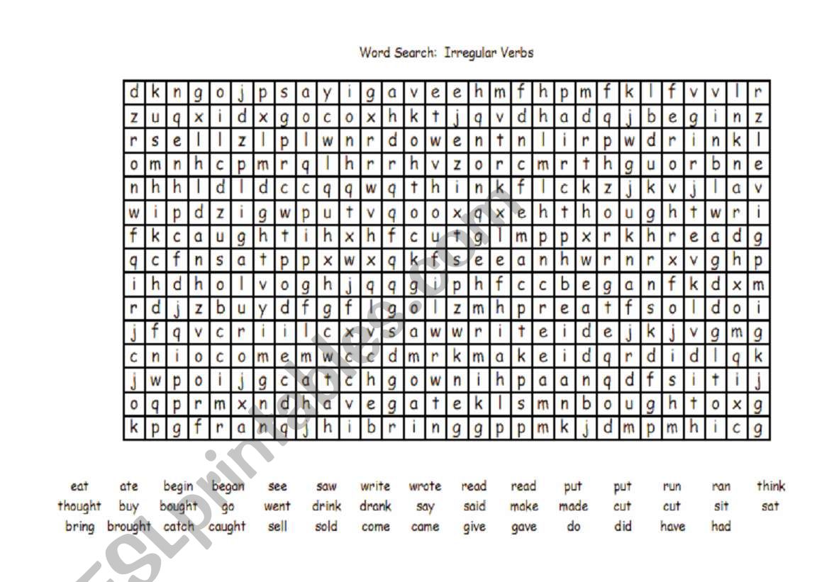 Irregular Verbs worksheet