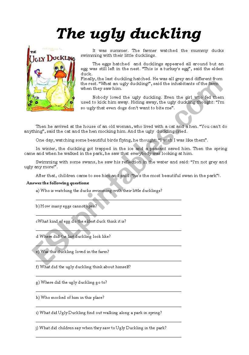 The Ugly Duckling- Reading Comprehension exercise