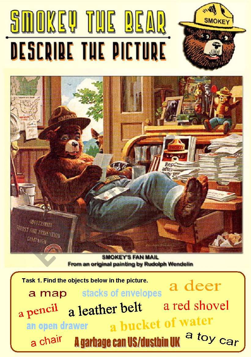 Smokey The Bear. Picture Description