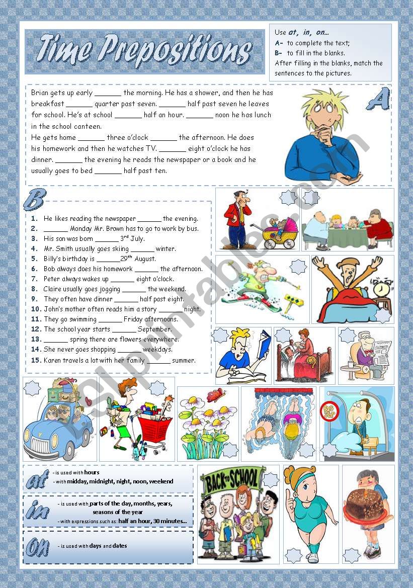 TIME PREPOSITIONS worksheet