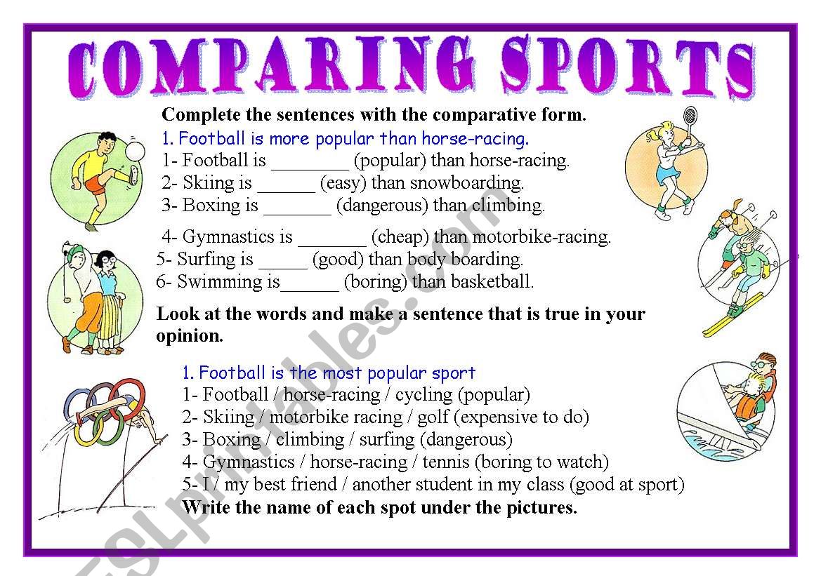 Comparing sports worksheet