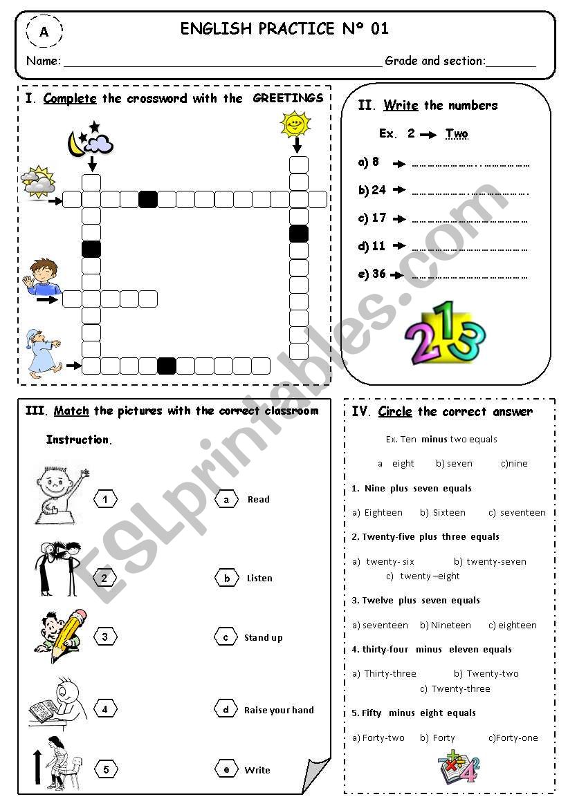 ENGLISH PRACTICE  FIFTH GRADE worksheet