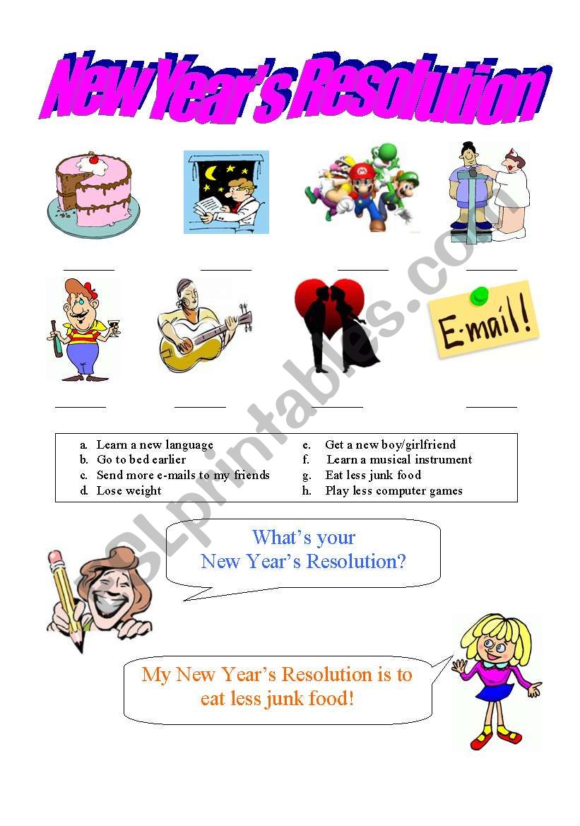 New Years Resolution! worksheet