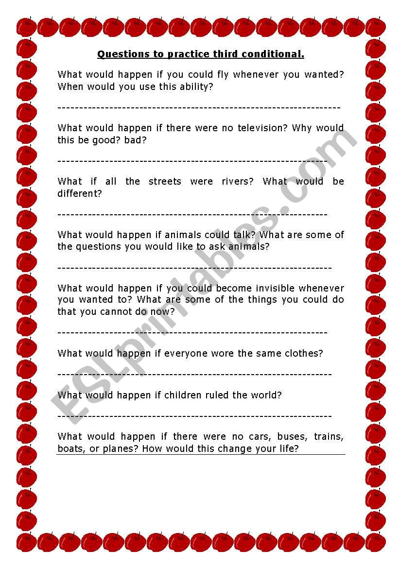 third conditional worksheet