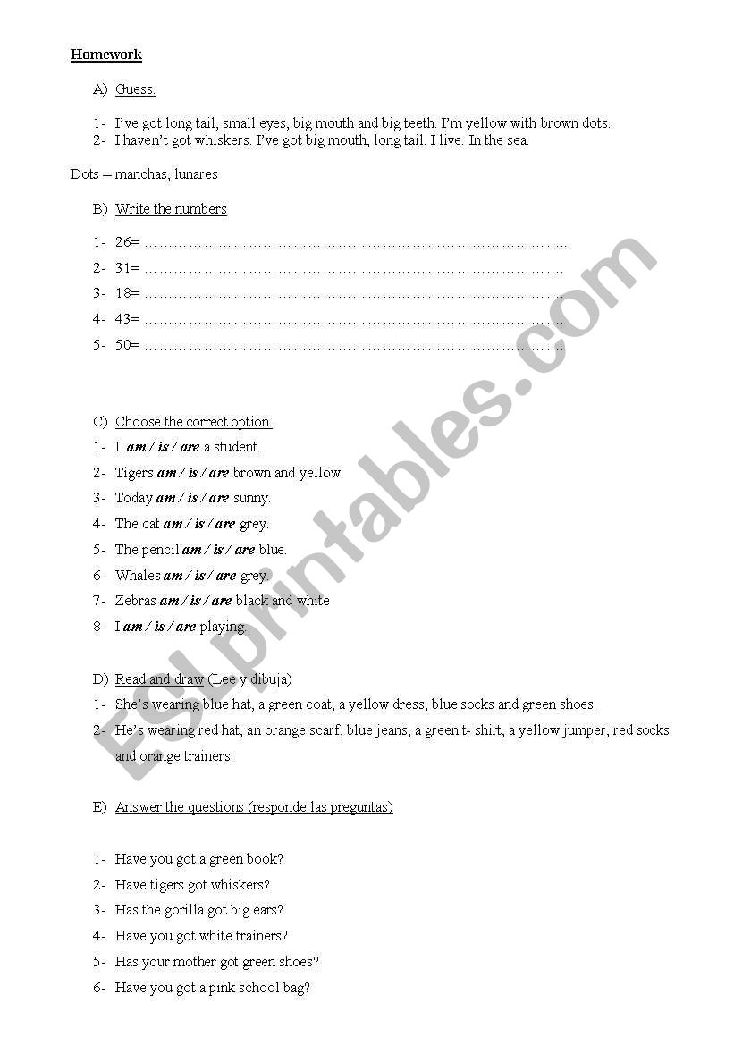 Revision for young learners worksheet