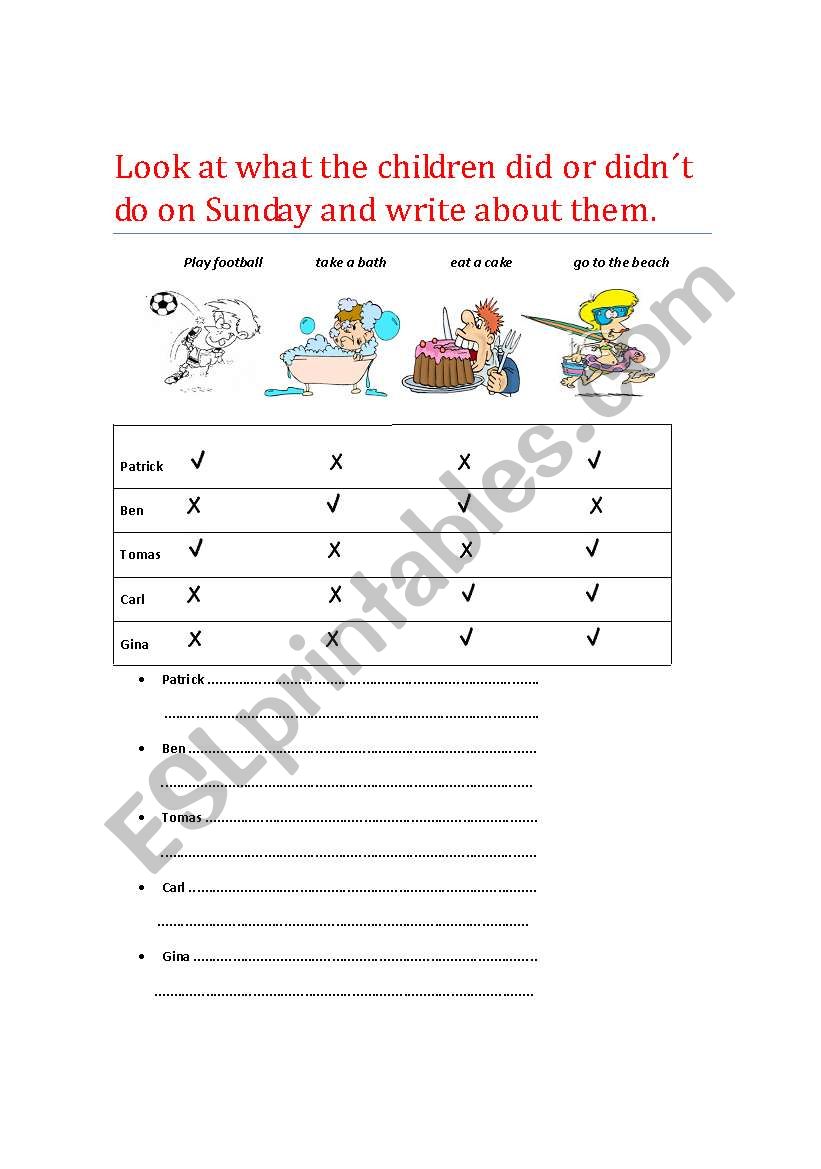 past actions worksheet