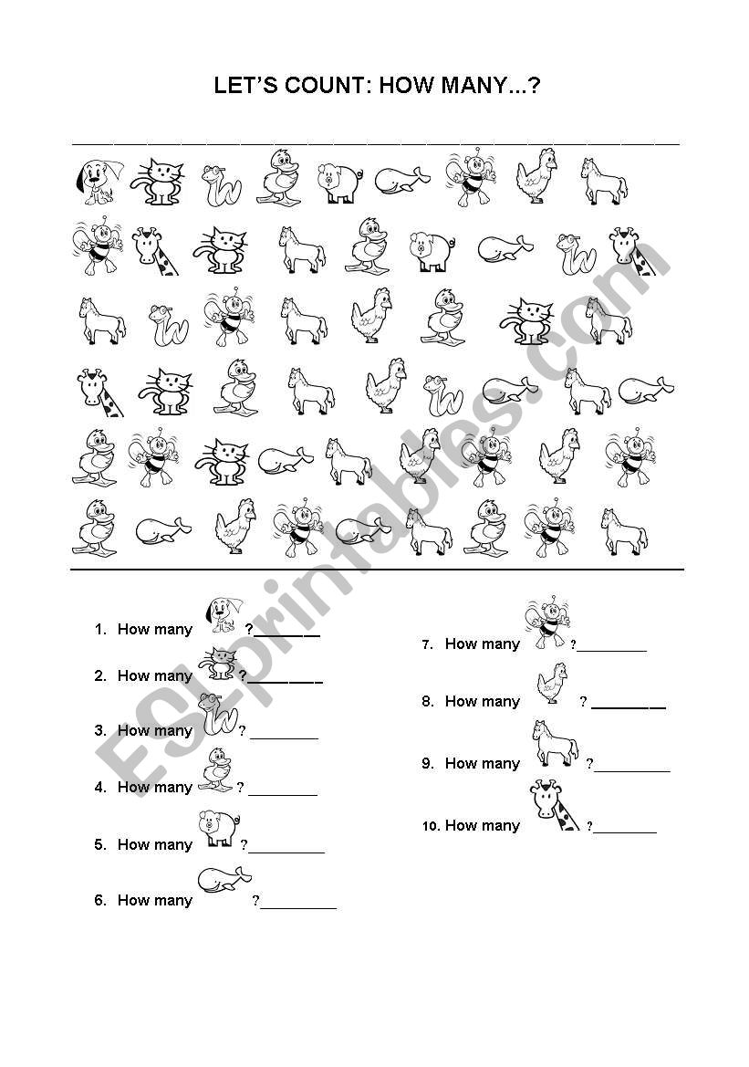 How Many - Activities worksheet