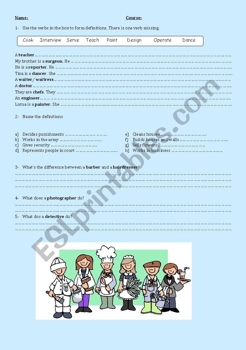 jobs exam worksheet