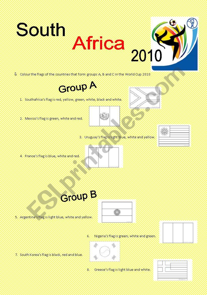 world cup 2010, countries, nationalities, colours