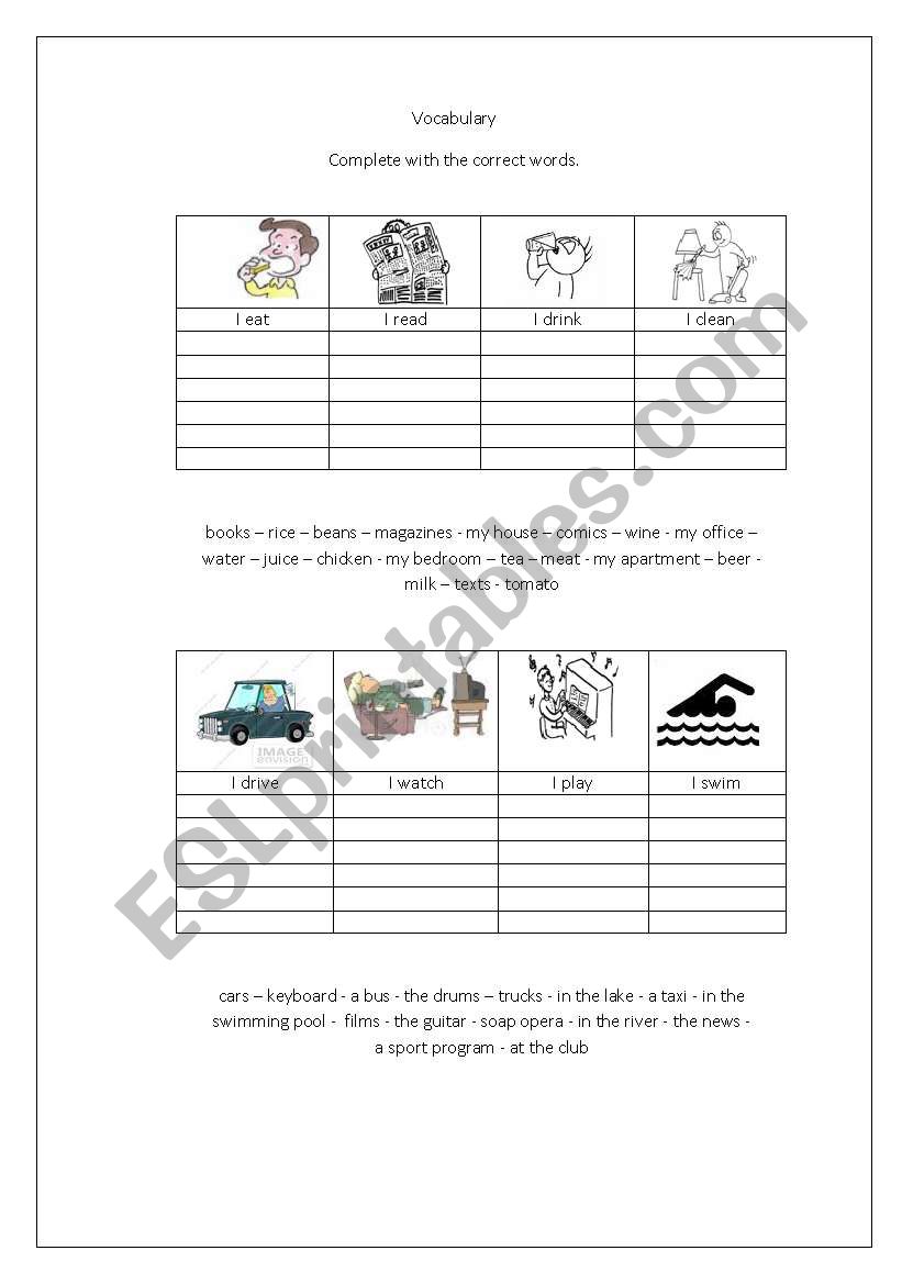 Simple Present + Vocabulary worksheet