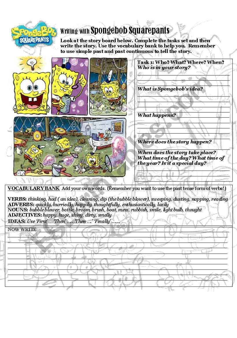 Writing with Spongebob! worksheet