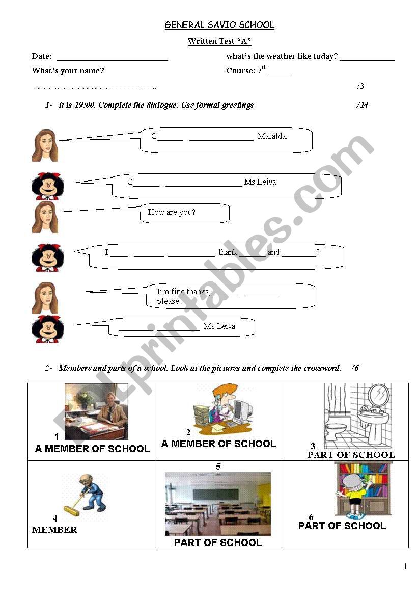 WRITTEN TEST worksheet