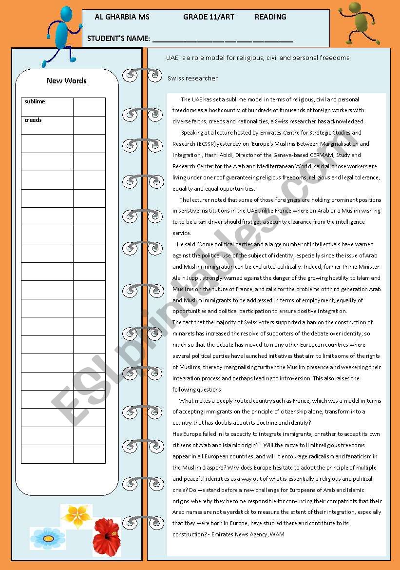 Citizenship and civic responsibilities. Reading comprehension. Role Models. Episode 2 (ADEC THEME)