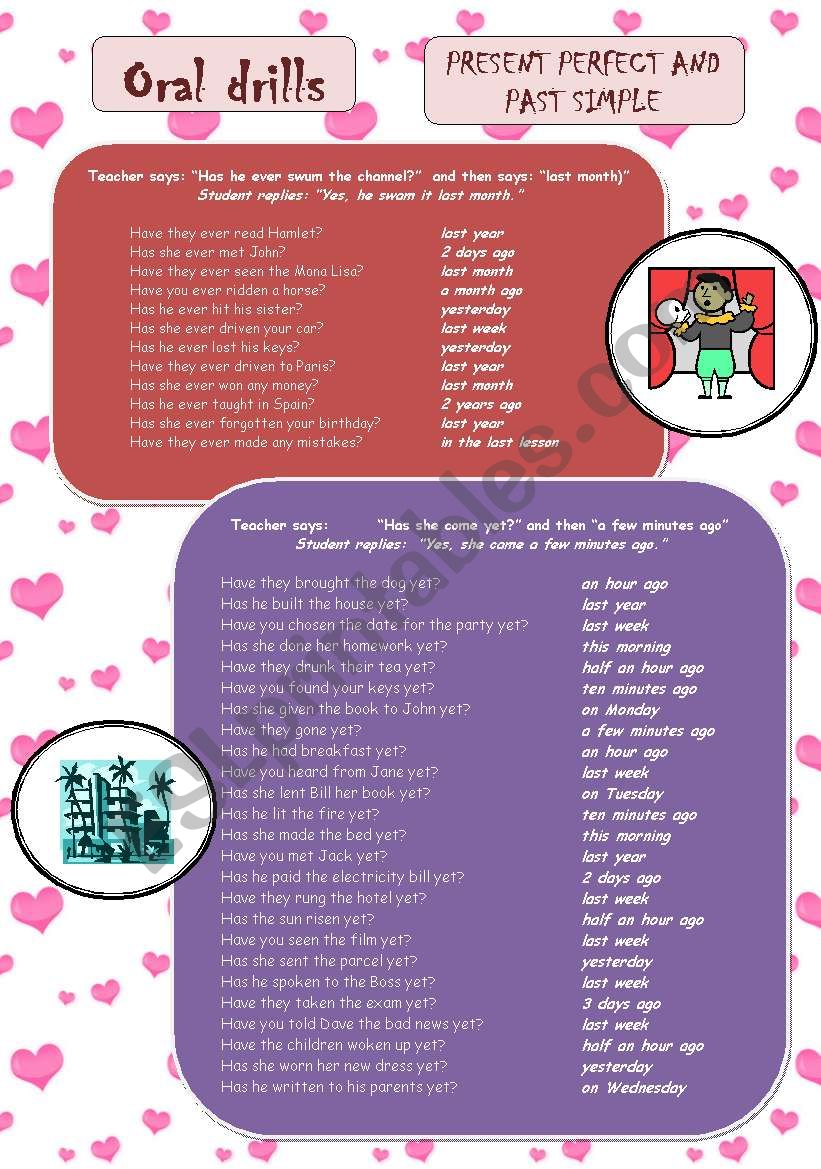 Oral drills - present perfect or past simple