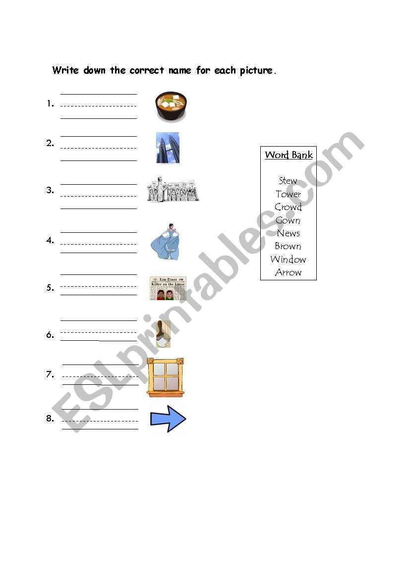 ow and ew sounds worksheet