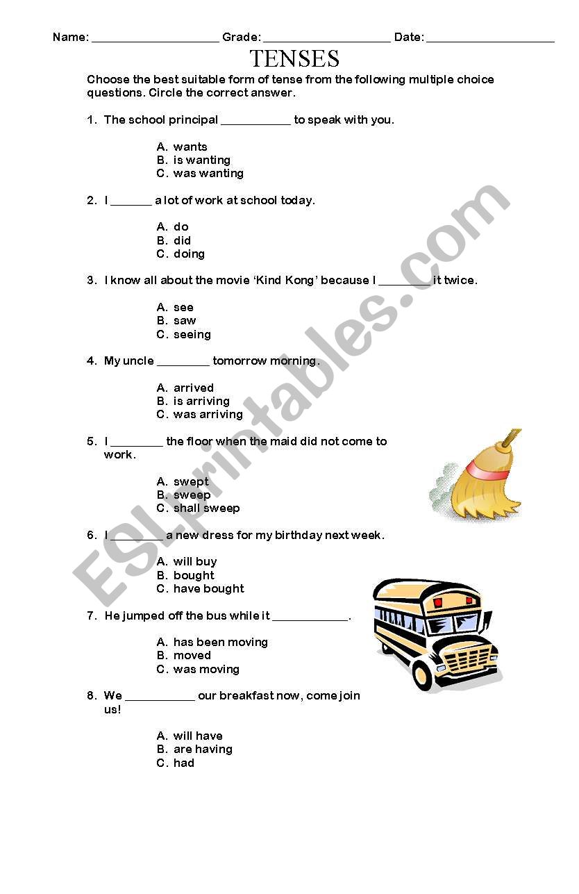 tenses worksheet