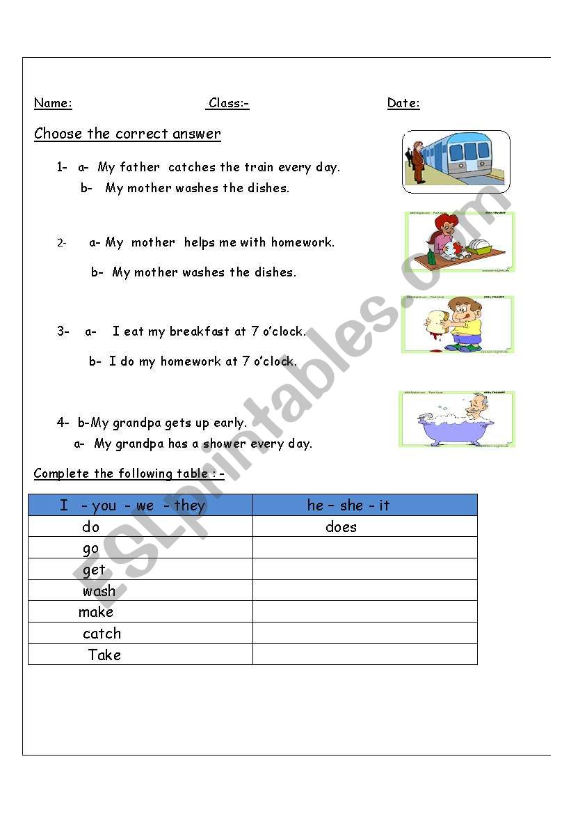 daily routine worksheet