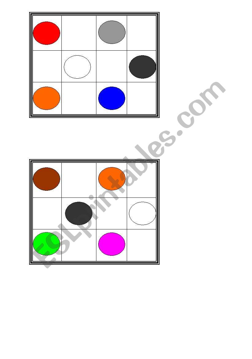 Bingo - colours worksheet