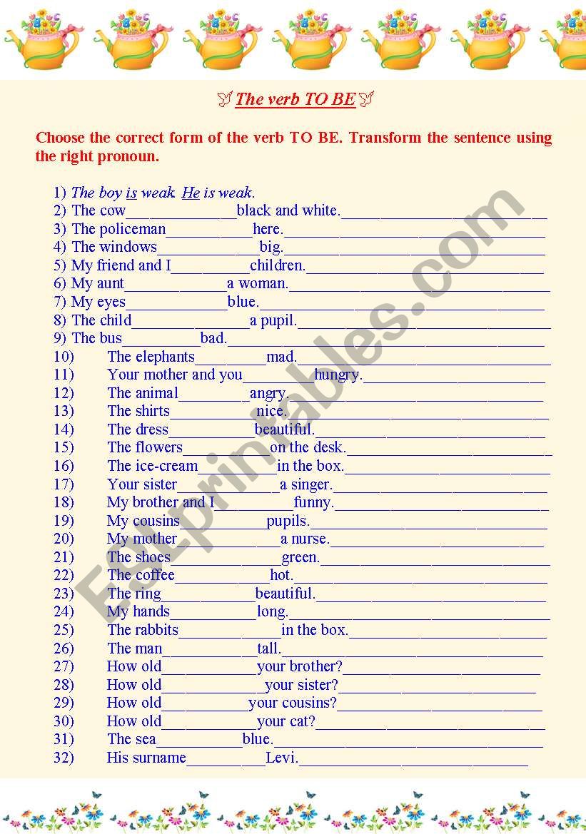 The verb TO BE (Present Simple, positive form).  Personal pronouns.