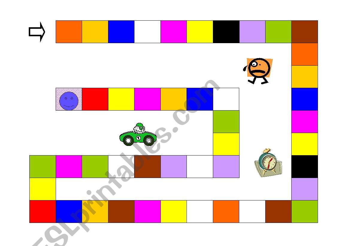 Board Game Colours Esl Worksheet By Sandraloureiro