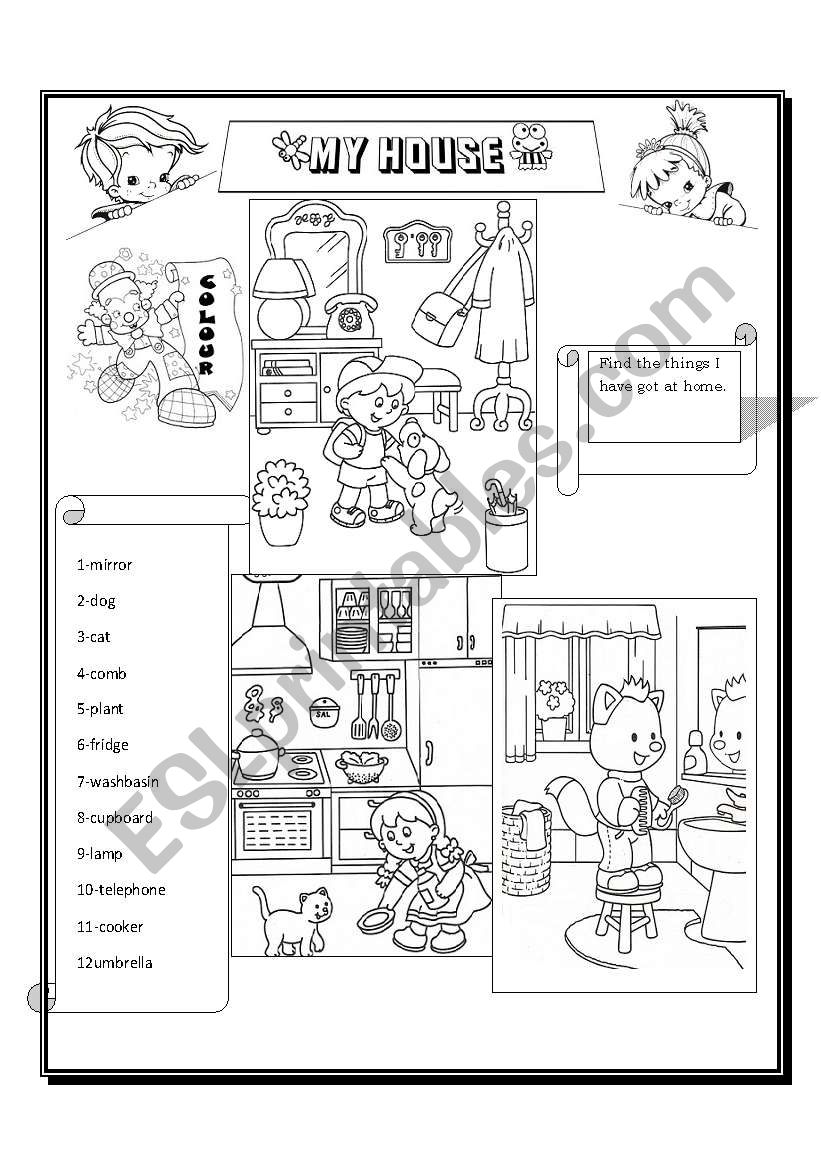 my house:furniture worksheet