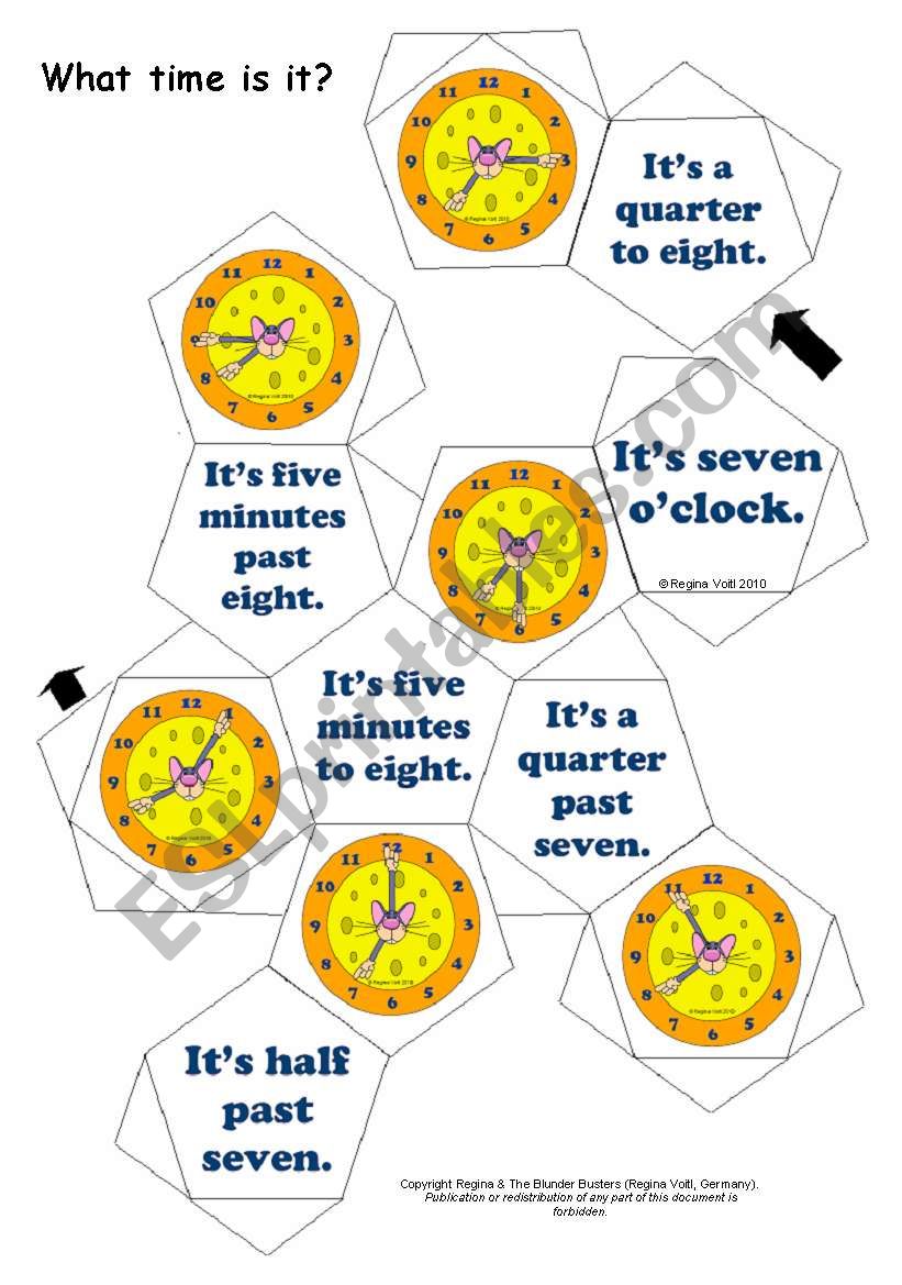 (Reading & Speaking) Telling the Time with Tino Topolino (12-sided Dice / Ball) 