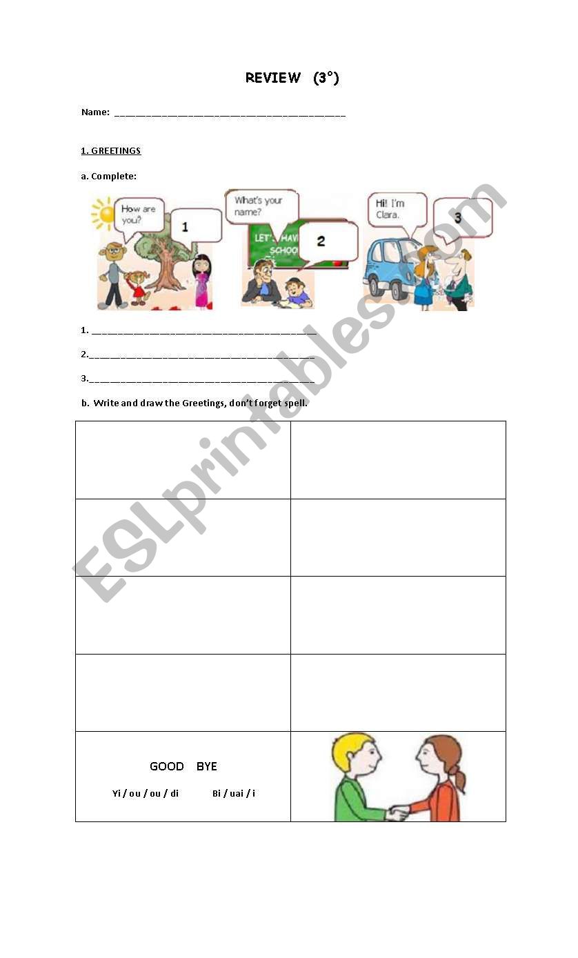 Greetings and the alphabet worksheet