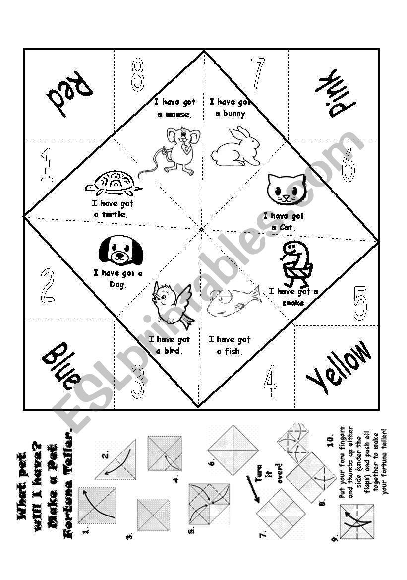 Pets FortuneTeller worksheet