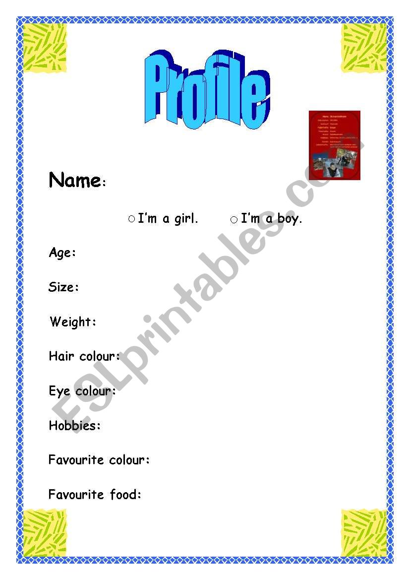 Profile  worksheet