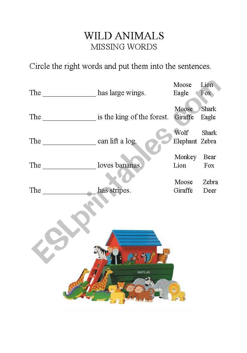 English worksheets: Wild animals - it rhymes with...