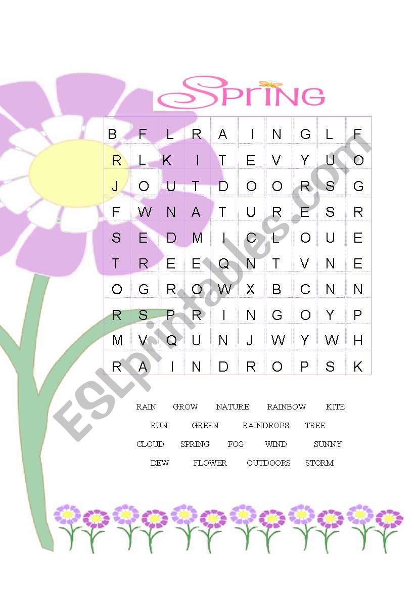 Spring Word Search ESL worksheet by mar35