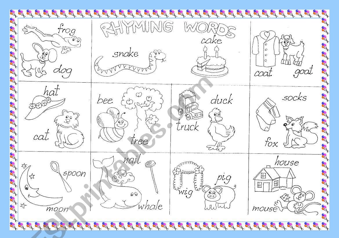 Rhyming words worksheet