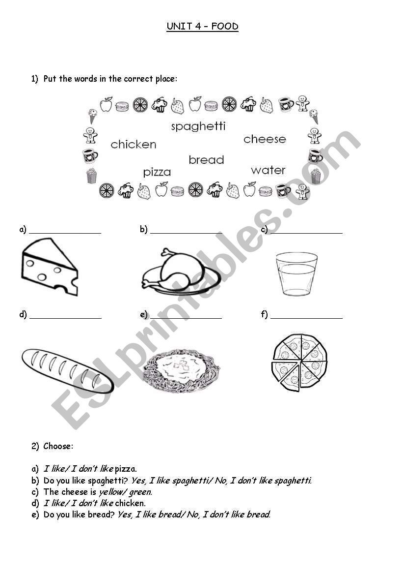 Food worksheet