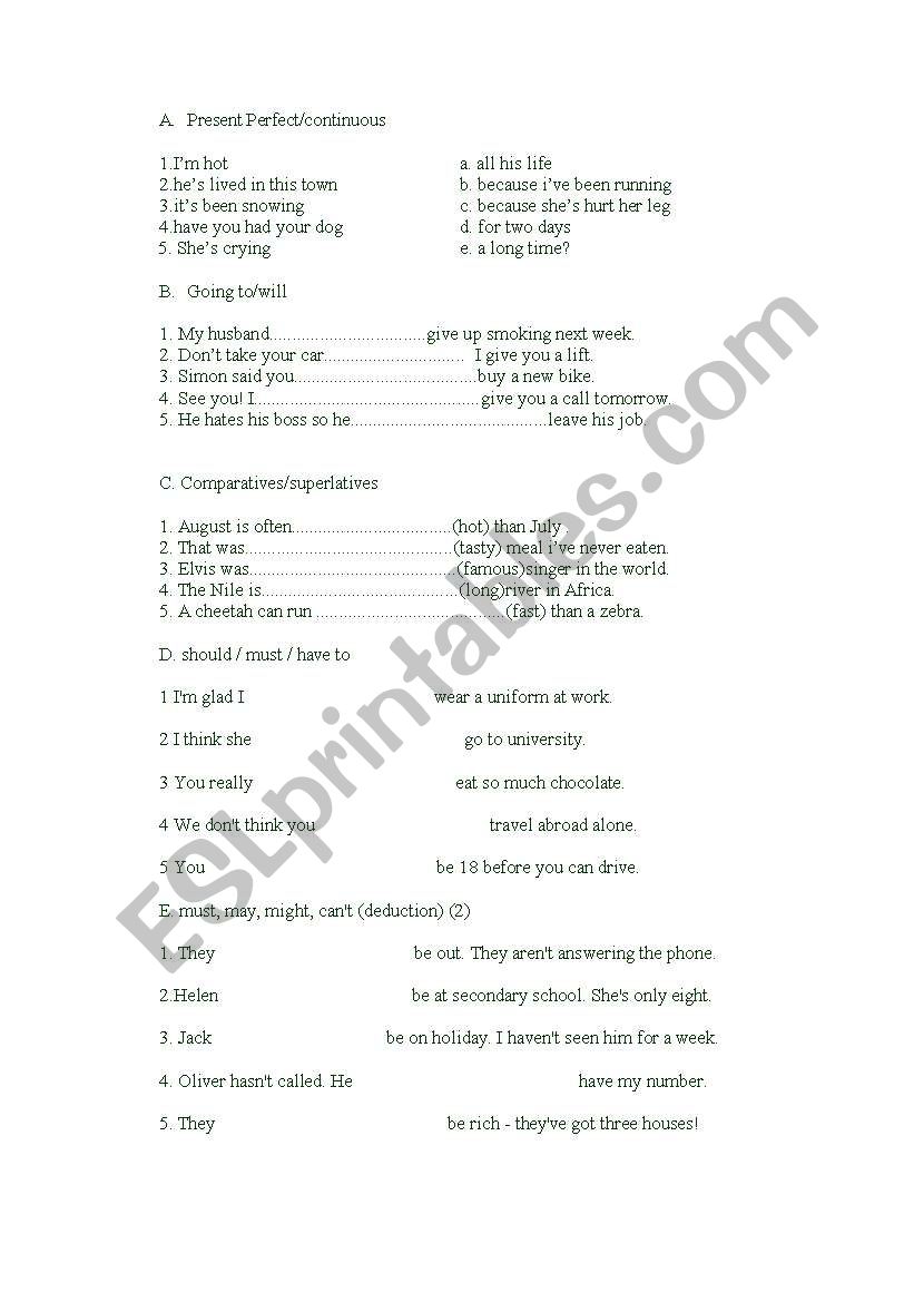 grammar exercises worksheet