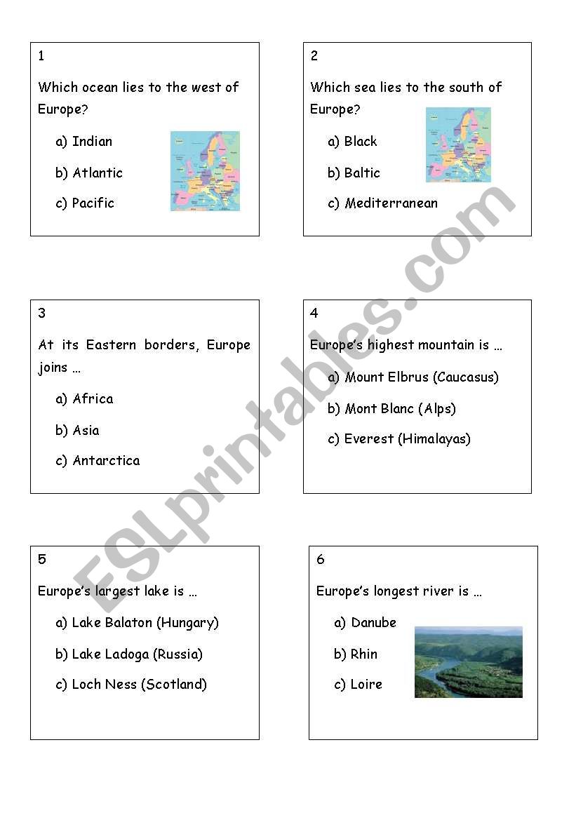EUROPES DAY RUNNING QUIZ (17 pages)