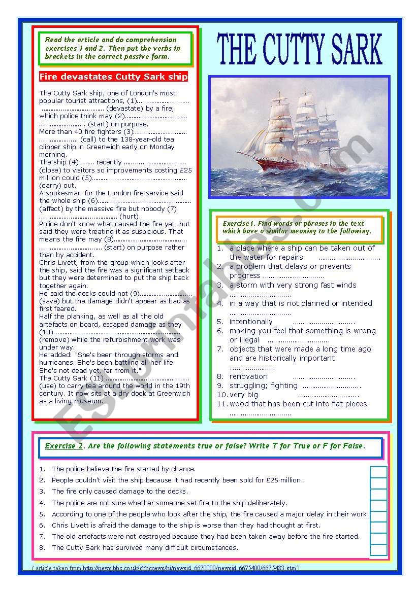 The Cutty Sark (reading + passive voice practice)