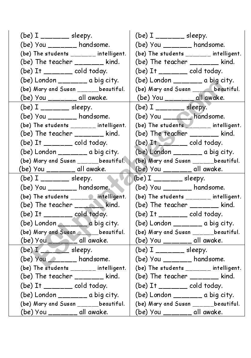 verb to be worksheet
