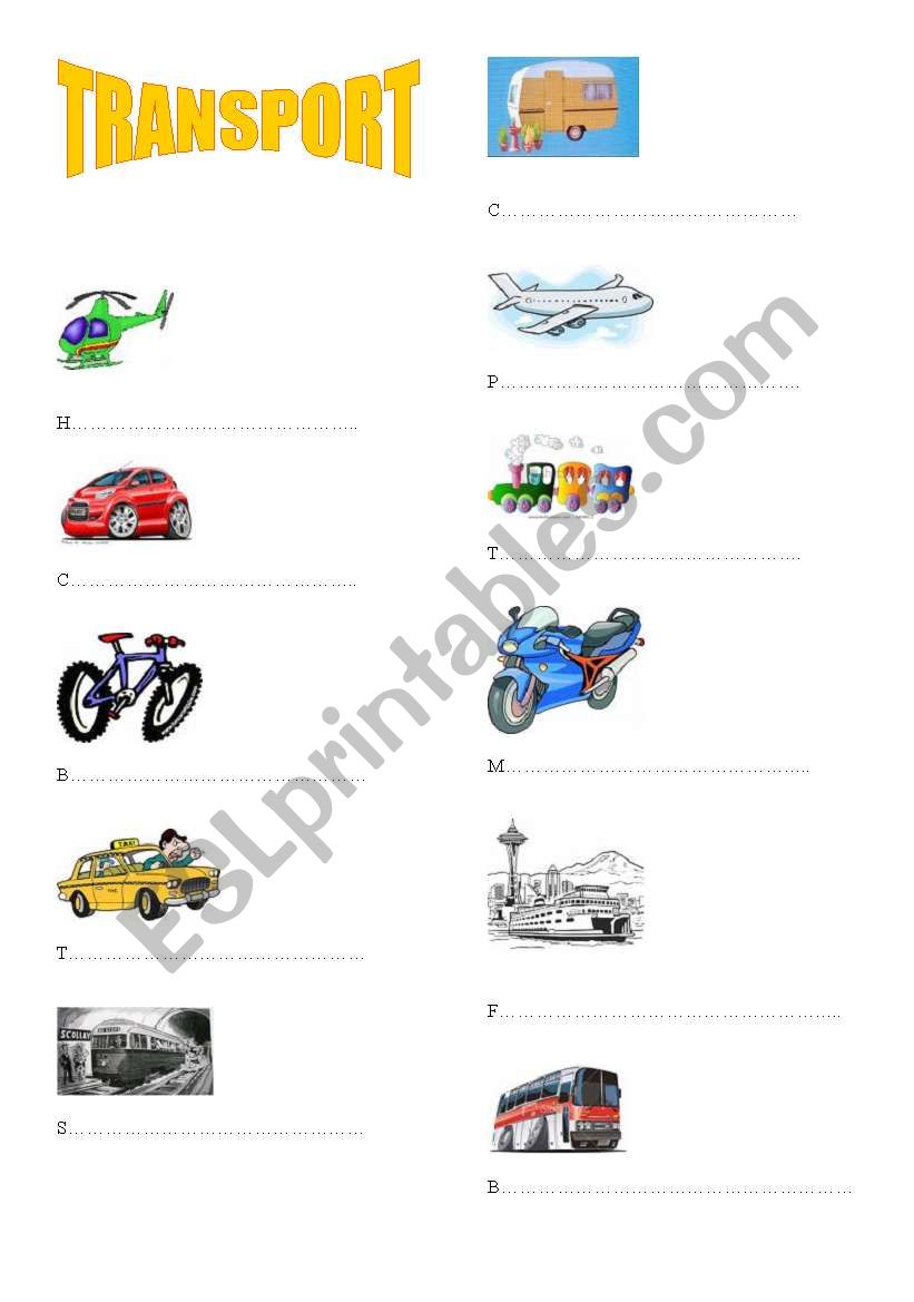 transport worksheet