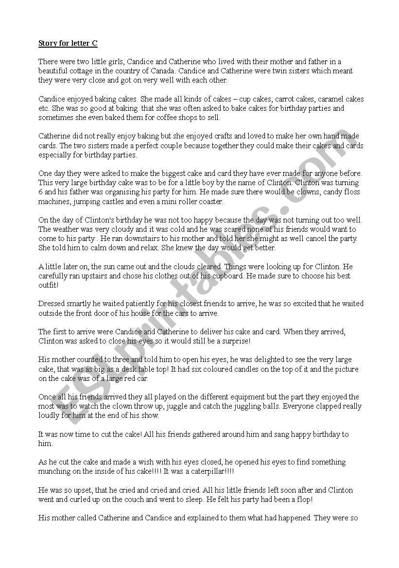 A story to introduce the letter C