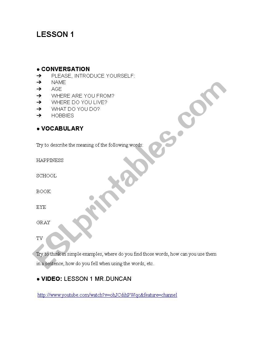 lesson 1 JM worksheet