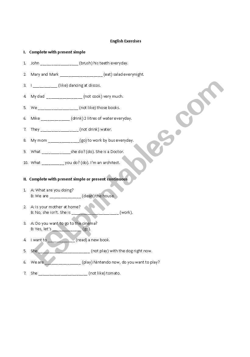 Present Simple, Present Continuous, Adjectives