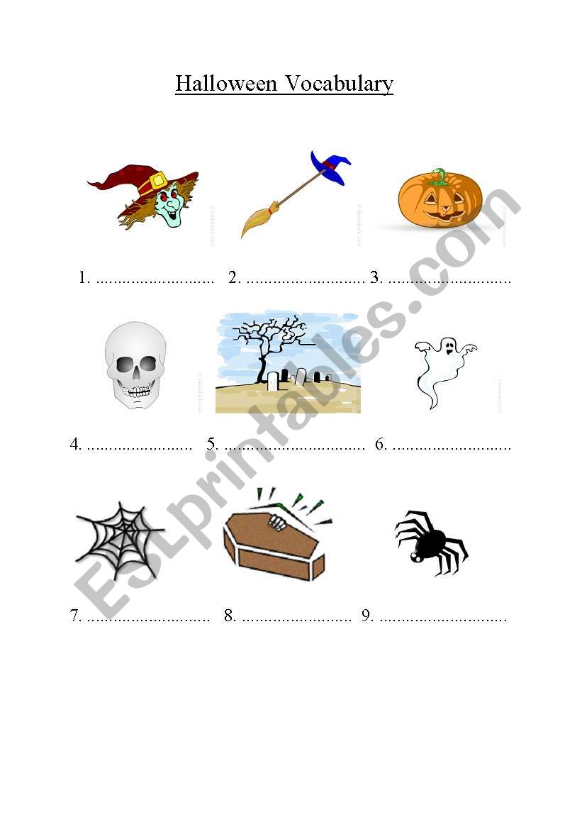 Halloween Vocabulary worksheet