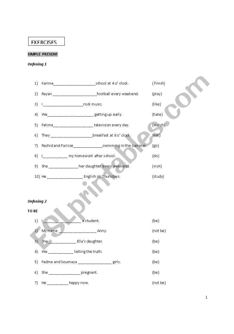simple presten worksheet