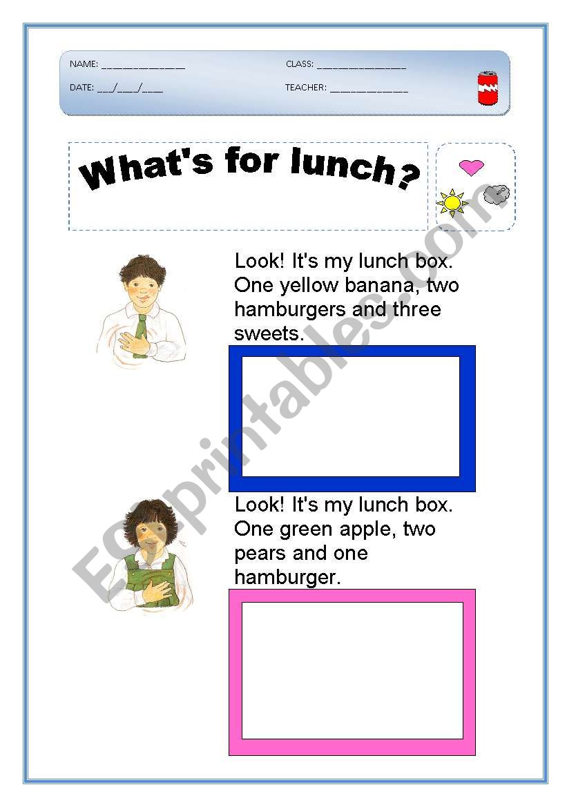 FOOD -NUMBERS - COLOURS worksheet