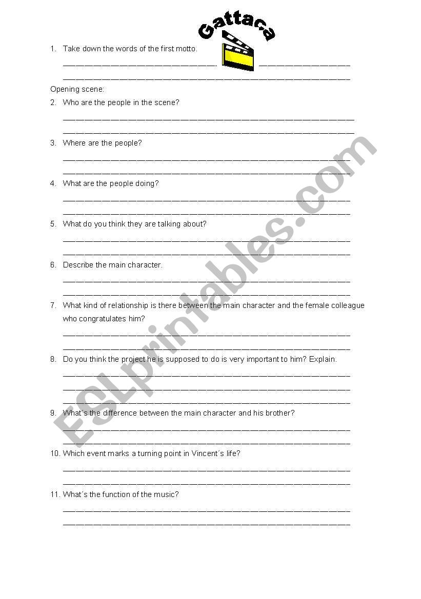 Gattaca worksheet