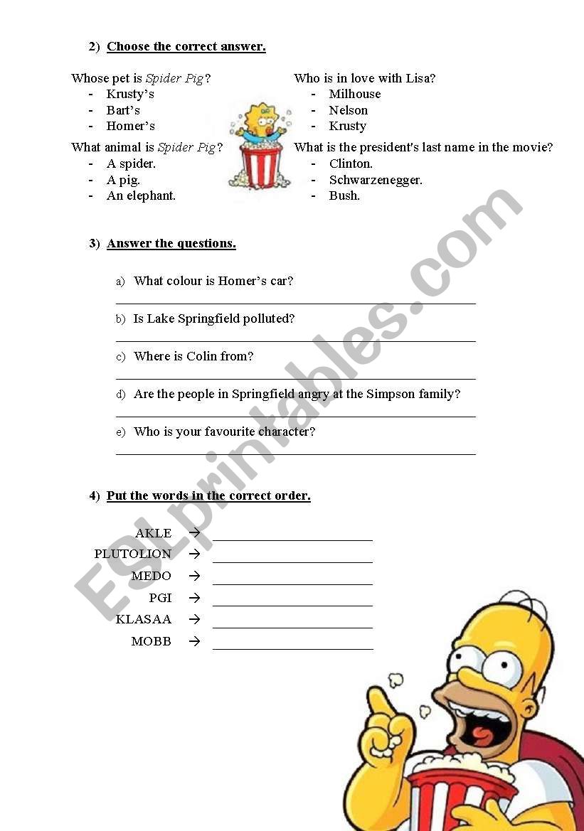 The Simpsons Movie - Worksheet - Page 2