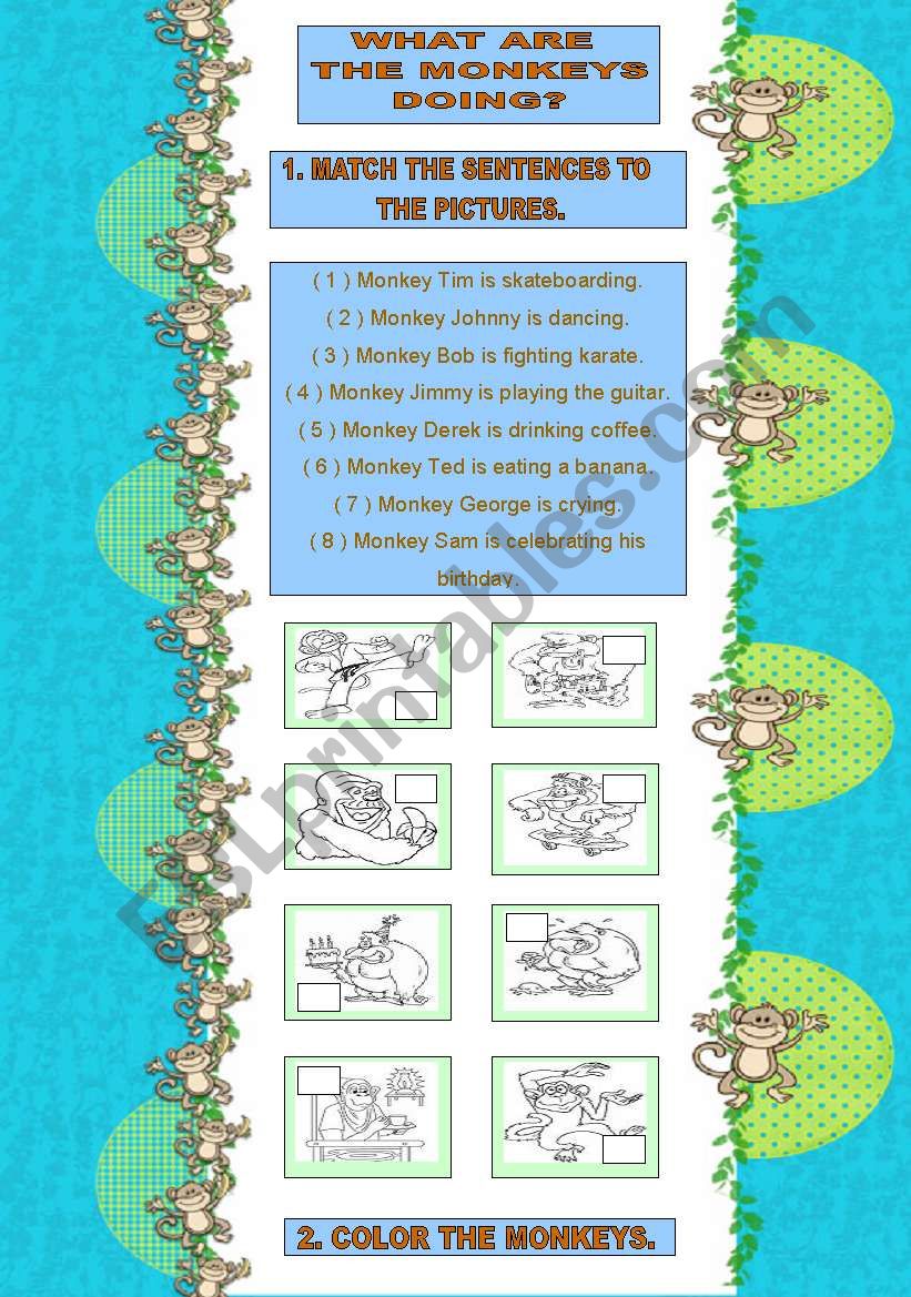 What are the monkeys doing? worksheet
